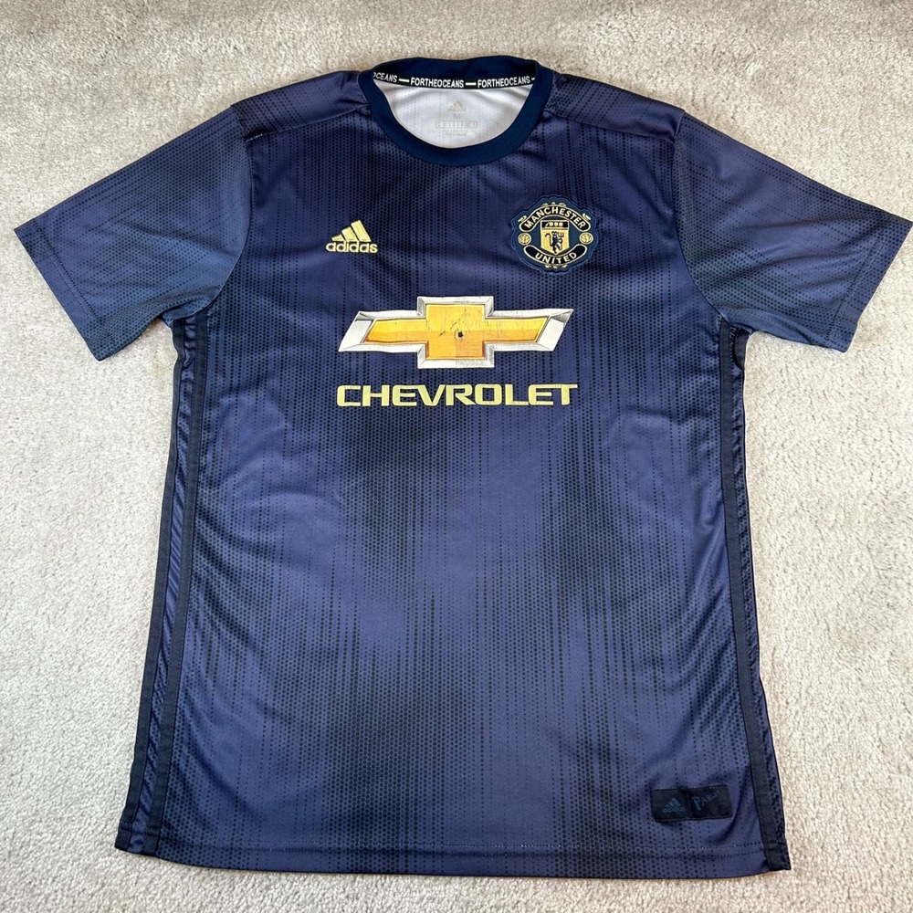Adidas Manchester United Jersey Mens Medium Navy Romelu Lukaku 9 2018-19 Parley